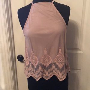 nude pink lace tank